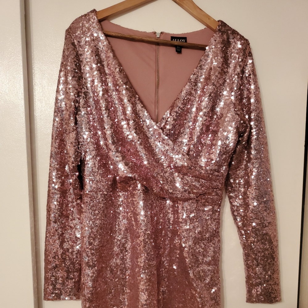Rose gold sequin dress
